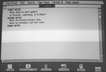 The LisaWrite word processor with a fragment of a masterpiece