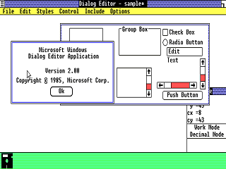 Windows 1.01 dialog editor