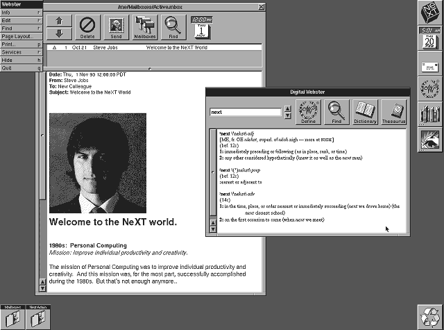 NeXTSTEP 2.0 Steve Jobs e-Mail