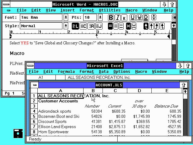 Word and Excel for Windows 2