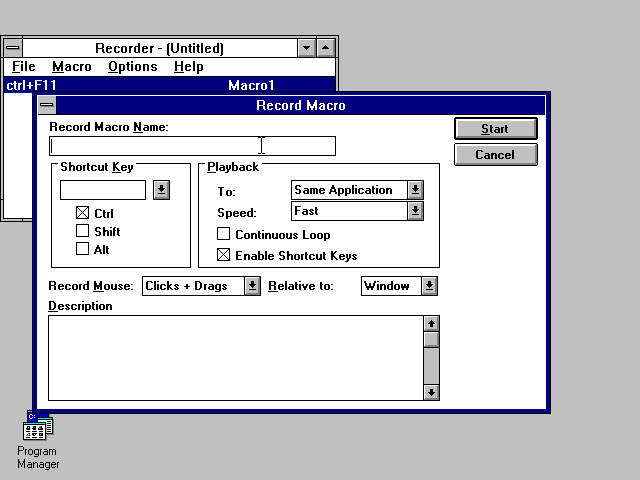 Windows 3.1 Macro Recorder