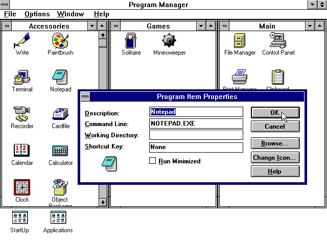 Windows 3.1 Program Manager Tiled