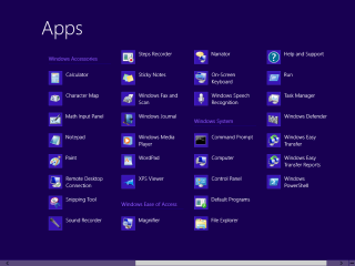 Windows 8 Apps screen