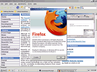 ReactOS running Firefox